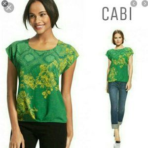 CAbi Green Envy Floral Blouse Style #597